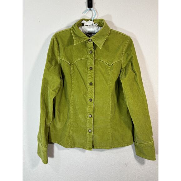 Live A Little Western Corduroy Jacket Shirt Medium Green Cowboy Chic - Picture 1 of 6